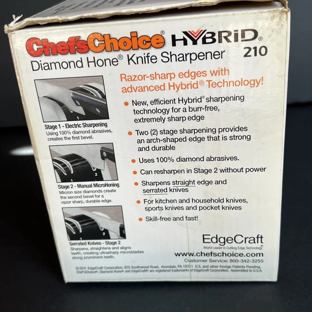 Chef'sChoice Hybrid 210 Electric Diamond Hone Knife Sharpener Model 210 EUC